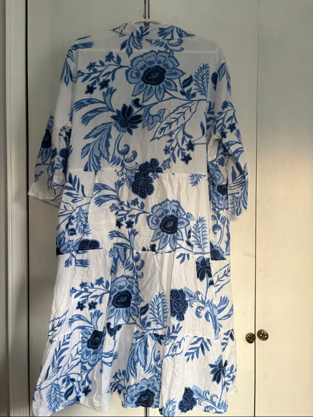 Mlle Gabrielle Blue & White Floral Tiered Midi Dress - Picture 10 of 14